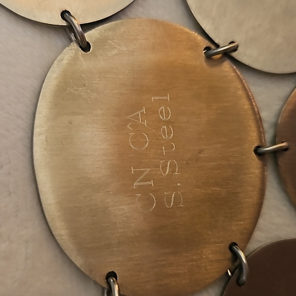 Vintage Stainless Steel Industrial Modernist Armor Bib Chain Necklace - Picture 7 of 7